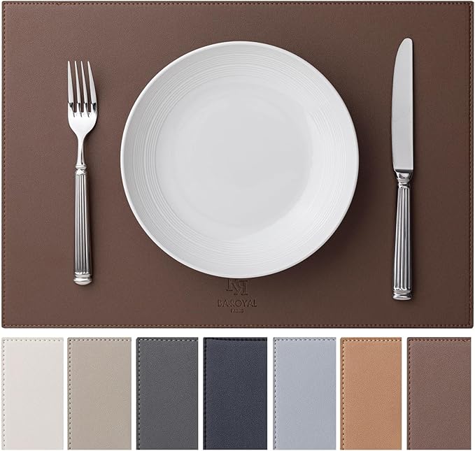 Faux Leather Placemats Set of 12 Vinyl Washable Wipeable Table Mats for Kitchen Dining Table Heat Resistant Waterproof Modern Indoor/Outdoor Placemats Non-Slip Easy Clean Place Mats (Chocolat)