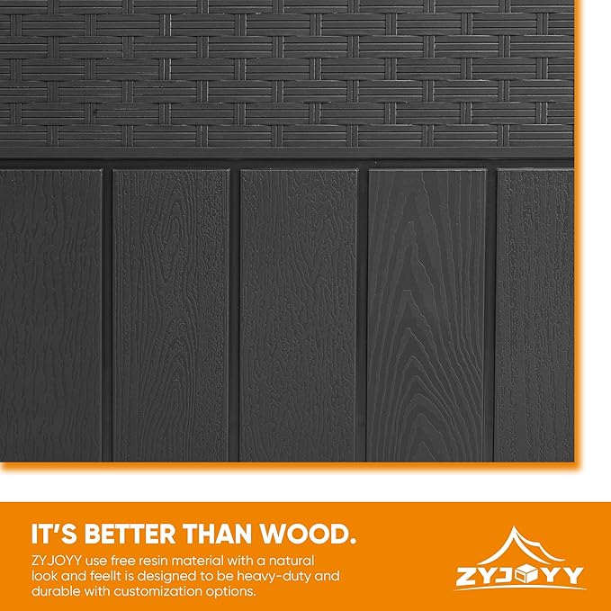ZYJOYY 33 Gallon Resin Deck Box, Weatherproof Outdoor Storage Box for Patio, Garden, Pool, and Yard, Lockable Waterproof Bin for Tools, Cushions, and Accessories, Black