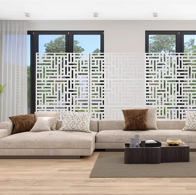 Elevens Free Decorative Privacy Screen with Stand, Outdoor Decor Privacy Fence Screen Metal Fence Panels, Outdoor Divider for Garden Patio Backyard, White-Block (A-GE04002)