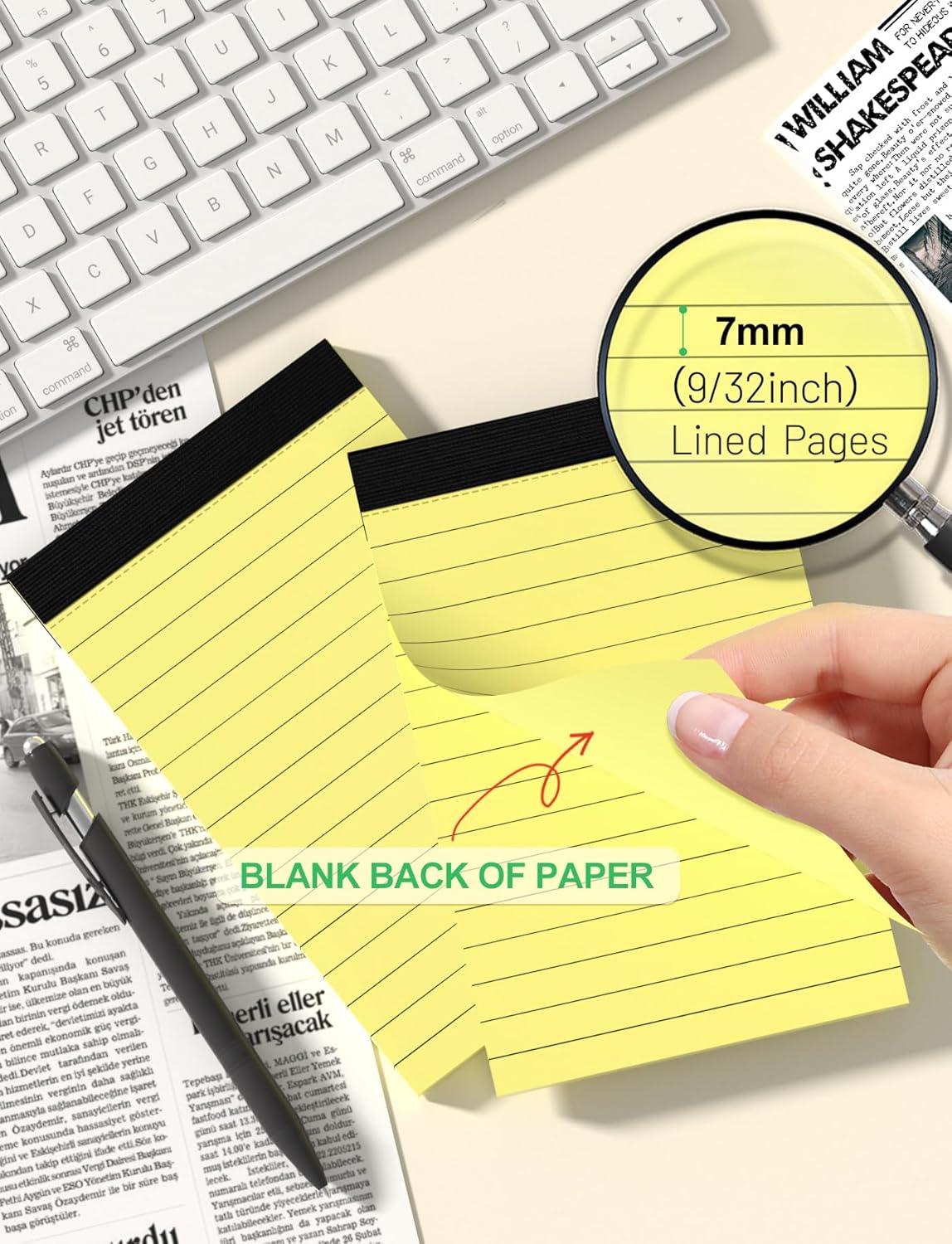 Small Note Pads 3x5 Yellow Pocket Writing Pads 6 Pack Lined Notepads Yellow Small Pads of Paper 3x5 Inch with 30 Sheets per Notepad 80Gsm Paper Pads Mini Note Pads 3x5" Pocket Notepads for Home Office