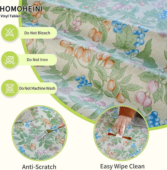 Rectangle Picnic Table Cloth, Elastic Waterproof Fitted Vinyl Tablecloths for 8 Foot Tables, Wipeable Flannel Backed Table Covers for Dining, Camping, Outdoor(Mulberry,36"x96")