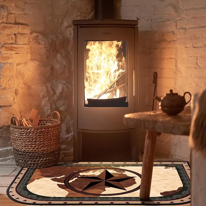 Demissle Cabin Fireplace Hearth Rug Fireplace Mats Cabin Southwestern Fireproof Rug Fire Resistant Mat for Wood Stove Floor for Kitchen Indoor Outdoor(24 x 36 Inch,Classic)