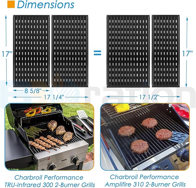 17" Grill Grate for Charbroil Performance TRU-Infrared/Amplifire 2 Burner 463633316 463655621 463655021 463672016 463672216 G327-1100-W1 G460-0500-W1 for Charbroil Grill Replacement Parts