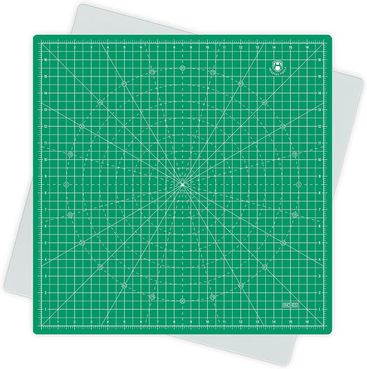 Headley Tools 17"x17" Rotating Cutting Mat, Self Healing Mat with 360-Degree Rotation & Anti-Slip Base, Sewing Board Cutting Mat Perfect for Fabric Quilting Leather Hobby Project, Green
