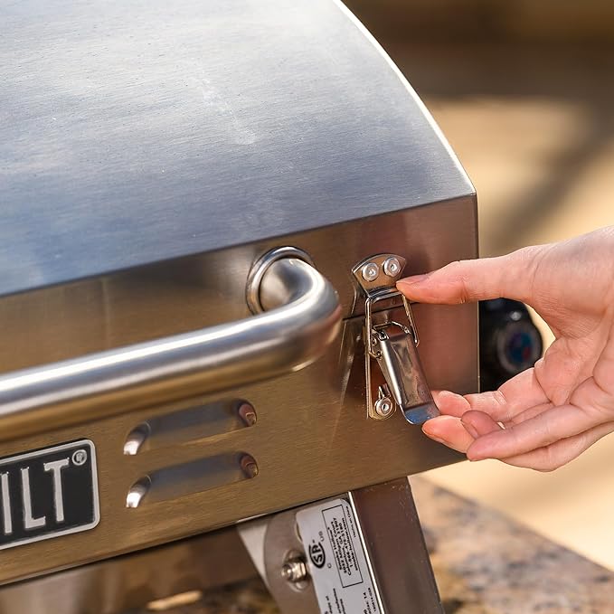 Masterbuilt Portable Propane Gas Grill with Folding Legs, Chrome-Coated Warming Rack and 288 Cooking Square Inches in Stainless Steel, Model MB20030819