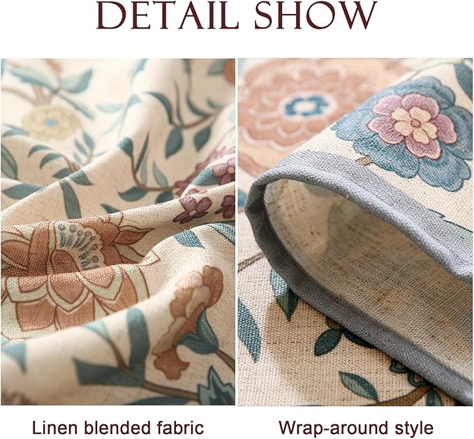 Designer Vintage Linen Rectangle Tablecloth,William Morris Floral Table Cloth with Colorful Pattern,Decor Table Cover for Kitchen,Dining,Thanksgiving,Christmas,55"*87"-Flowershadow a