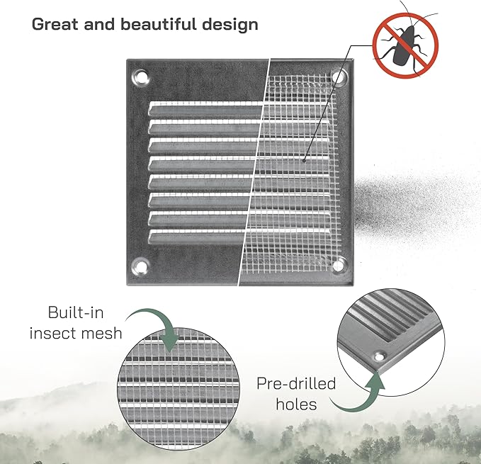 Vent Systems 4'' x 4'' Inch (Overall Dimensions) Pack of 2 - Galvanized - Air Vent Cover Metal Air Return Grill - Built in Pest Guard Screen HVAC Vent Duct Cover for Home Improvement