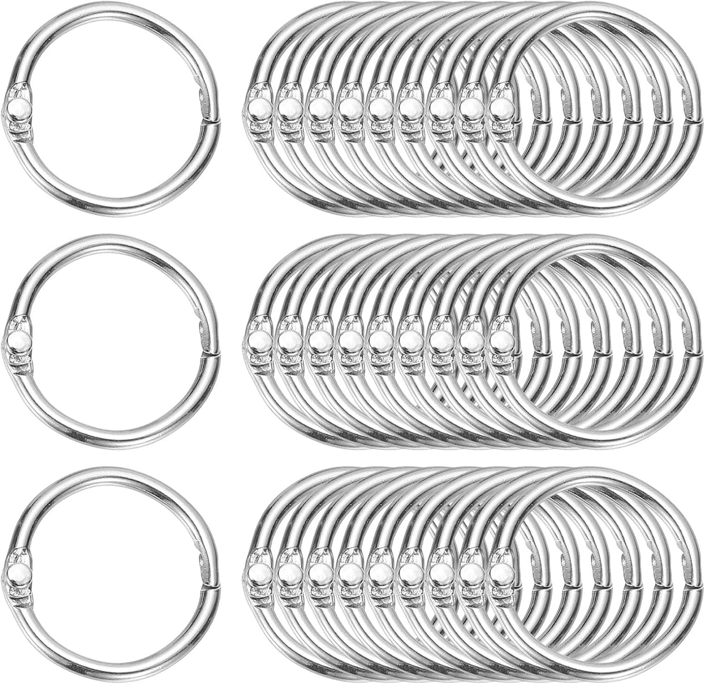 PATIKIL 0.8" x 1" Loose Leaf Binder Rings, 30 Pcs Metal Book Rings Nickel Keychain Ring for Paper Index Cards Flash Card Notebook Rings Office Home Book Binder, Silver Tone
