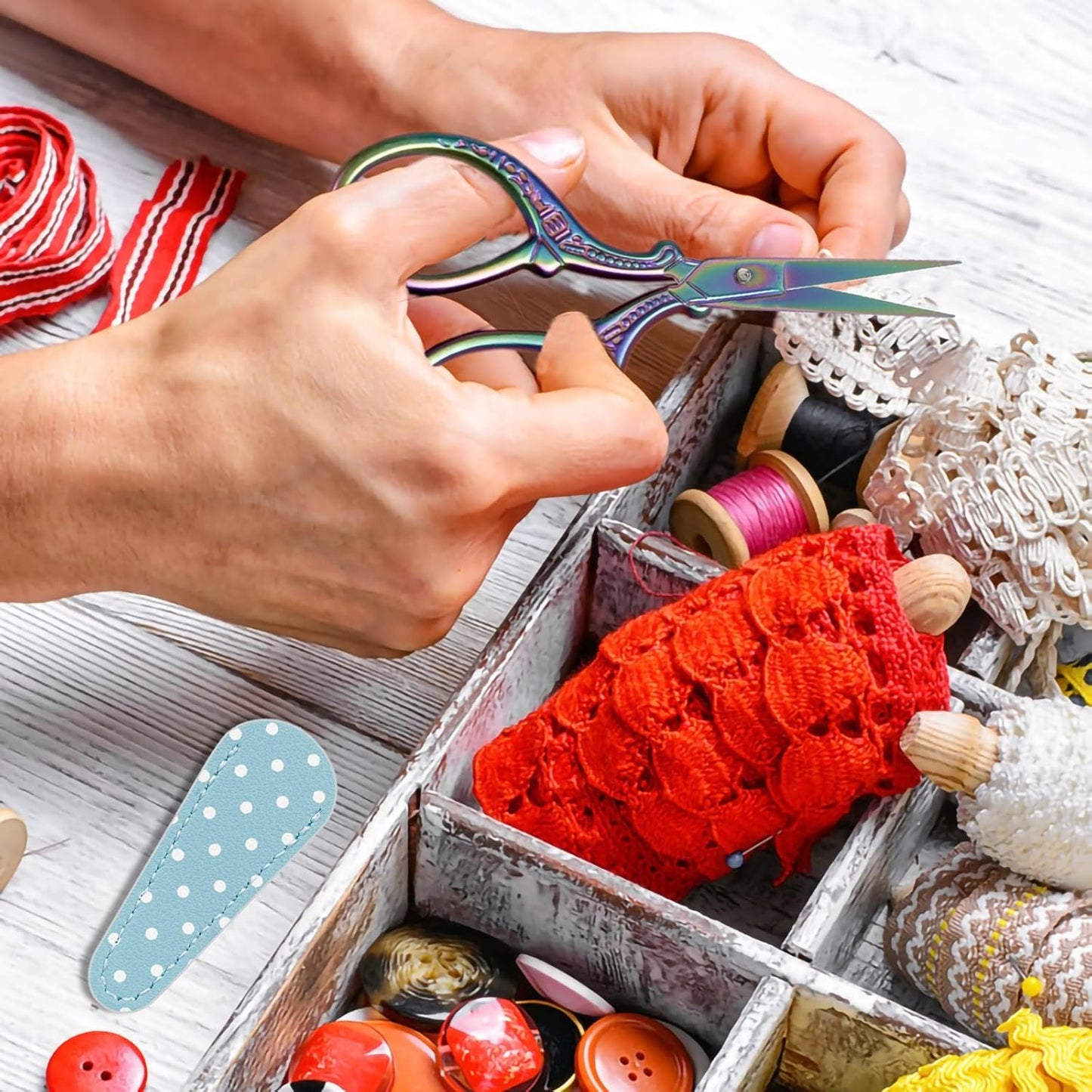 BIHRTC Stork Crane Scissors with Leather Cover Stainless Steel Scissors Bird Sewing Scissors Shears DIY Tools Dressmaker Small Scissors for Sewing Crafting Art Work Threading Needlework