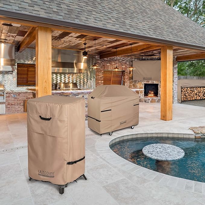 ULTCOVER Waterproof Vertical Electric Smoker Cover 40 inch for Most Square Gas Propane BBQ Smokers Size Upto 24W x 22D x 43H inch