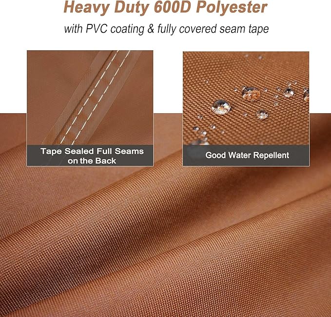 NettyPro Square Patio Table Cover 80 x 80 Inch, Waterproof 600D Heavy Duty Outdoor Furniture Covers for Dining Table and Chair Set, Brown