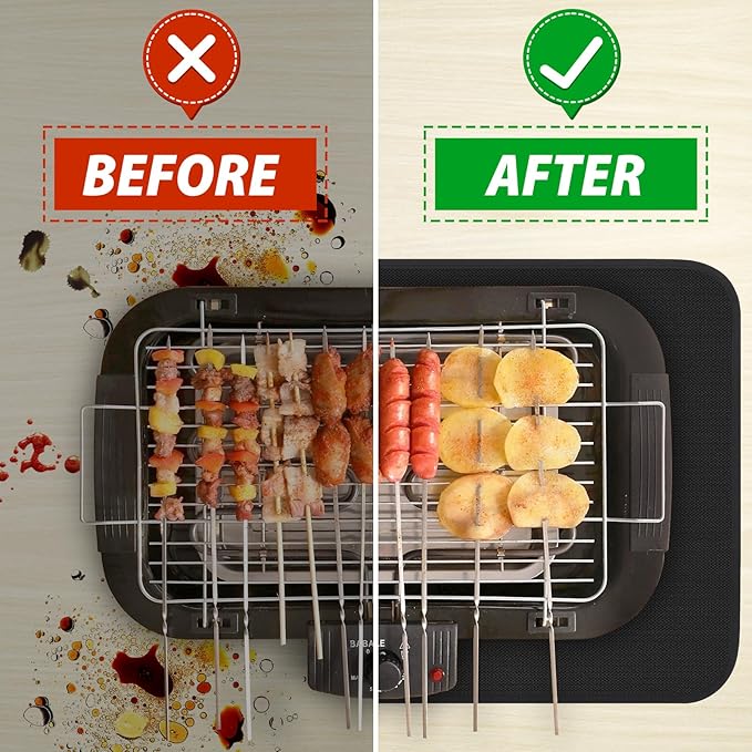 Under Grill Mat for Outdoor Grill, 24 x 31 Inchs Heat Resistant Grill Mat for Countertop, Fire Pit Mat, Double-Sided Fireproof Grill Pad, Oil-Proof Waterproof BBQ Protector for Table (1.2mm)