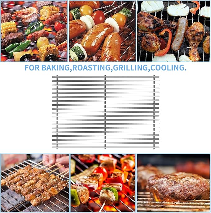 18 7/8" SUS304 9mm Cooking Grates for Weber Genesis II Grill Parts E&S 310 315 320 325 340, 2 Pack 66095 Grill Parts for Weber Grill Grate Genesis II LX 300 Series