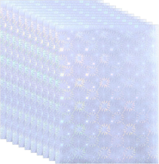 PATIKIL 11.7x8.3" Holographic Sticker Paper, 10Sheets A4 Polypropylene Self-Adhesive Transparent Waterproof Laminate Overlay Film for Photo Cards Scrapbook Decorations, Blossom