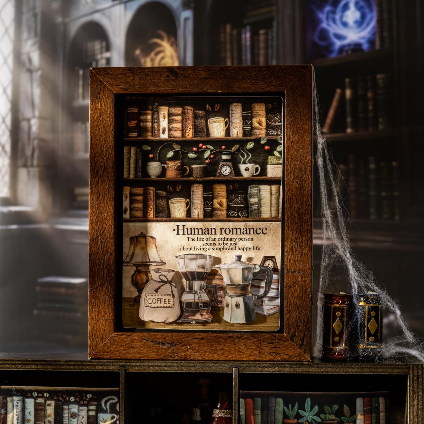 Magician’s Bookcase PET Tapes – 6 Rolls of Fantasy Embroidery-Style Bookcase Designs with Clip, for Scrapbook, Journal, Junk Journal, Planner and DIY Decor