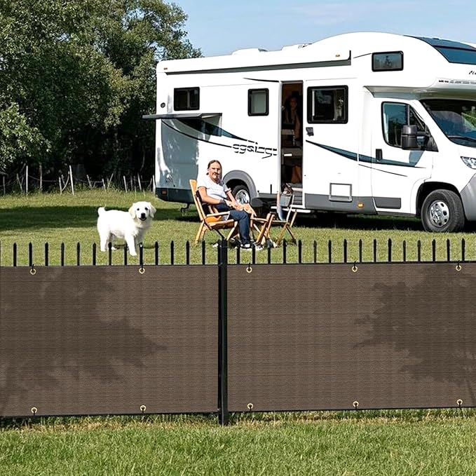 2.5' x 46' Balcony Privacy Screen Fence Cover with Zip Ties Grommets for Apartment Patio Porch Deck Backyard Outdoor (Brown)