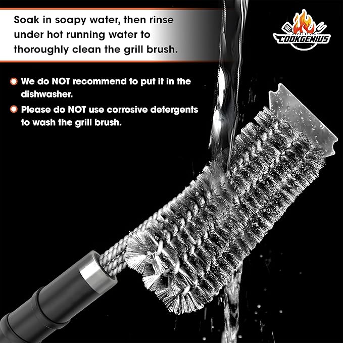 Grill Brush with Scraper for BBQ Grills – 18 Inch Long Handle BBQ Grill Cleaner for Outdoor Grill, Extra Strong BBQ Grill Cleaner for Grill/Smoker/Gas/Charcoal Grill - Best BBQ Grill Tool