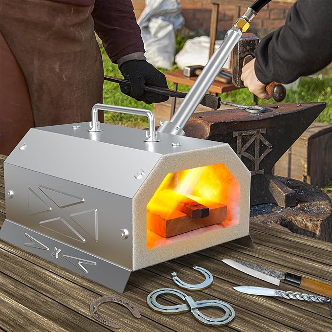 Nelyrho Blacksmith Forge Starter Kit, Made of Stainless Steel, with 30PSl Requlator,for Blacksmithing and Knife Making Equipment Forging Melting Casting (Single Burner)
