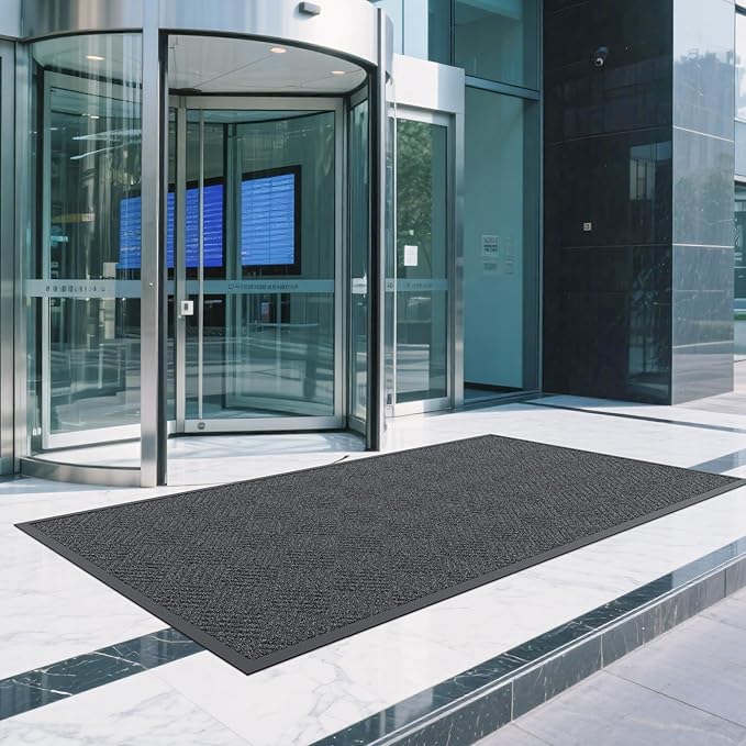 Front Door Mat, 6' x 4' Heavy Duty Indoor Outdoor Doormat, Non-Slip Backing Welcome Mats for Entryway, Low Profile, Commercial Door Mats