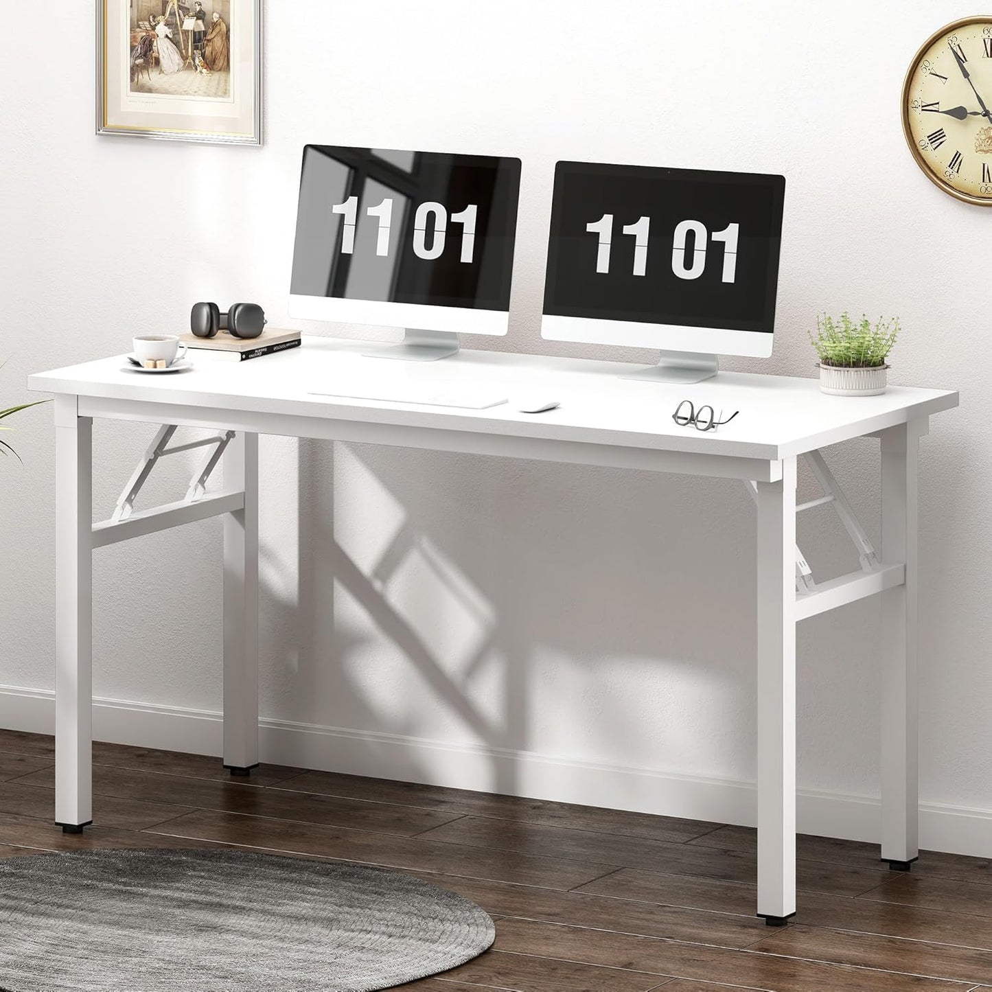 Need 47 inches Computer Desk Office Desk Folding Table with BIFMA Certification Computer Table Workstation, White AC5DW-120