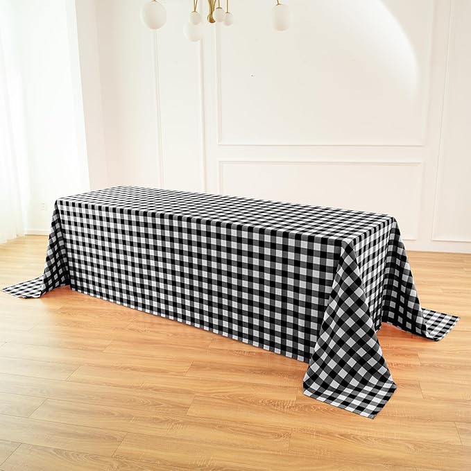 Classic Gingham Buffalo Tablecloth Fabric - Oblong 90x132 Inch Water Proof Checkered Table Cloth for Indoor Outdoor - Table Cover for Birthday, Picnics, BBQs, and Parties
