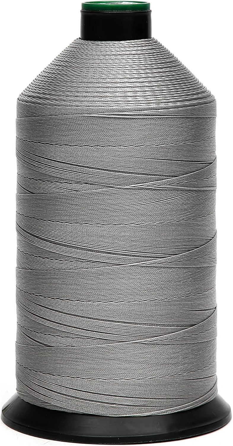 Extra Strong Bonded Nylon Thread #138 Tex135 – 16 OZ, 3000yds, Versatile Stitching Solution for Leather, Upholstery, Canvas Repair and More (Light Gray)