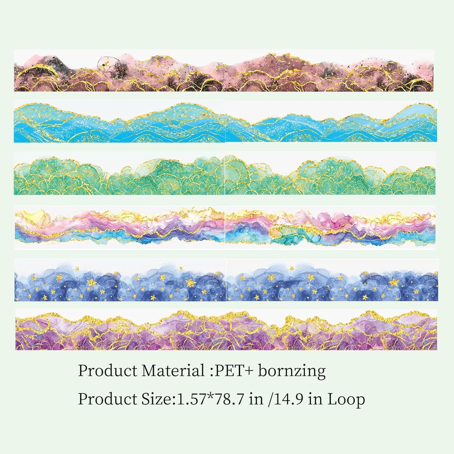 6 Rolls PET Tape Set for Journaling Supplies,Waterproof Washi Tape Stickers for Scrapbooking,Journaling Supplies,DIY Craft(Colour Paradise)