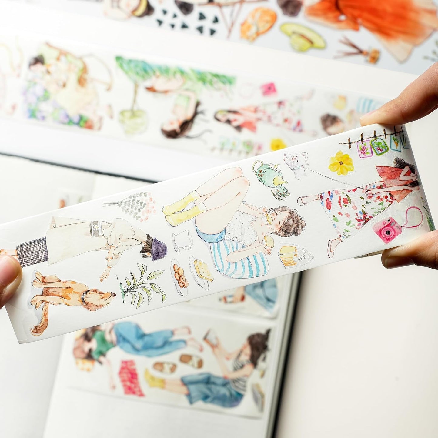 WT Pre-Cut Leisurely Days PET Tape Roll, Original Designs, Decorative Artist Tape for Bible Journaling, Bullet Journals, Scrapbooks, Planners & DIY Craft Supplies