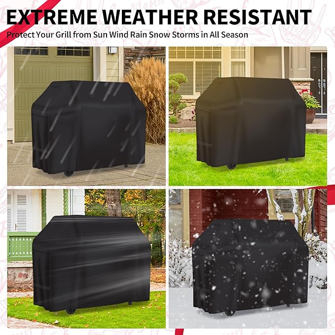 NEXCOVER 60 Inch Grill Cover - 600D Heavy Duty Waterproof and Weather Resistant BBQ Cover for Weber, Char Broil, Nexgrill - Fade Resistant, Black