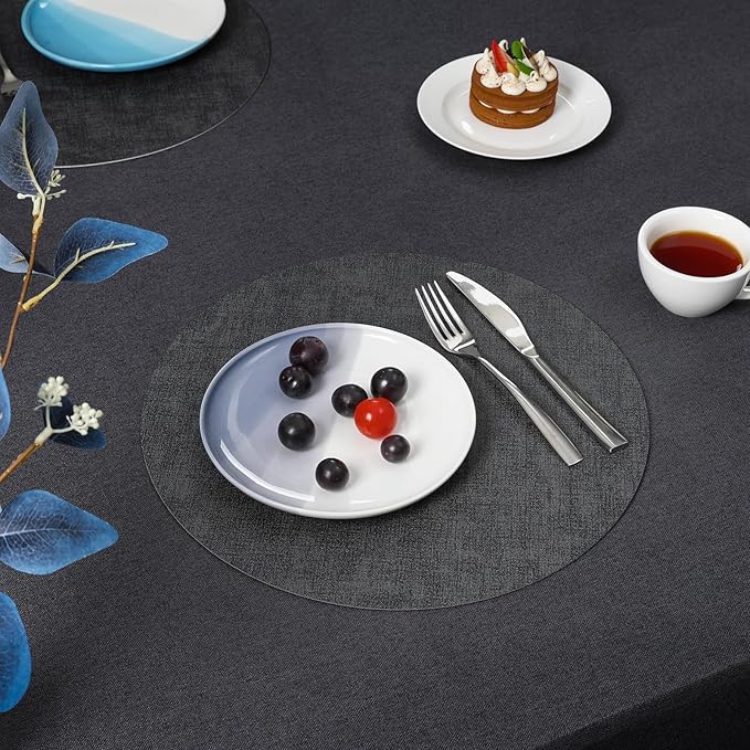 Myir JUN Round Placemats Dual Sided, Faux Leather Place Mats Set of 4 Indoor Placemats for Dining Table Outdoor Placemats Non-Slip Washable Table Mats (Set of 8, Gray)