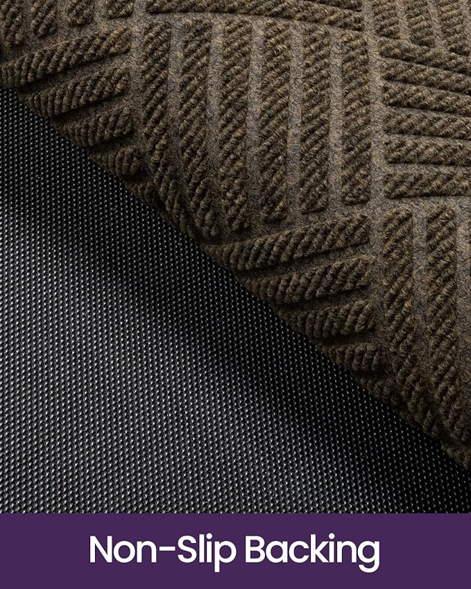 DEXI Front Door Mat Outside Entrance, 17x29 Rubber Entry Doormat Heavy Duty, Welcome Mats Non Slip for Inside House Floor Entryway Back Doors Exterior Patio, Diamond Brown
