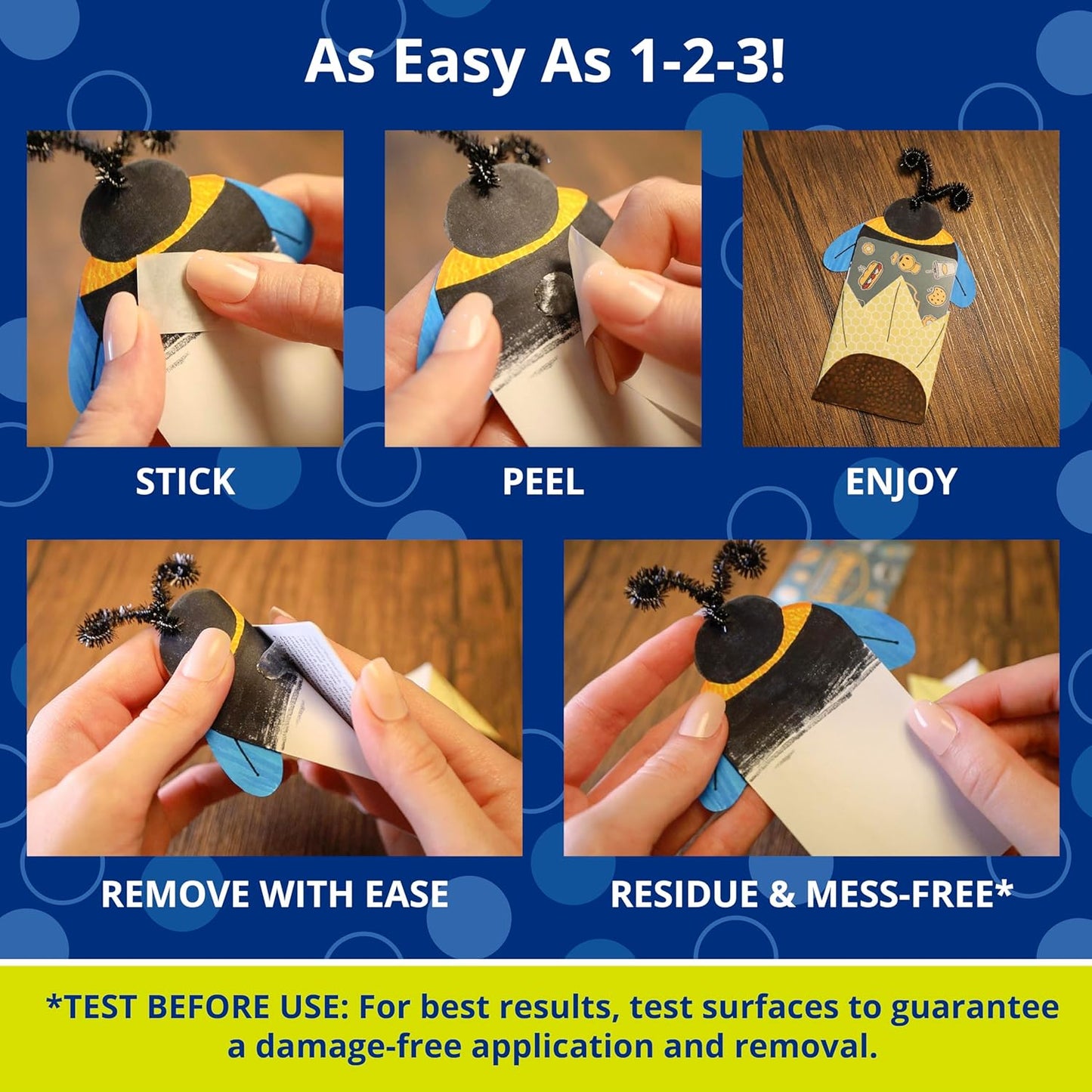 Glue Dots Double-Sided Removable Dots, 1/2'', Clear, 3 Pack includes 3 rolls of 200 (600 total dots)