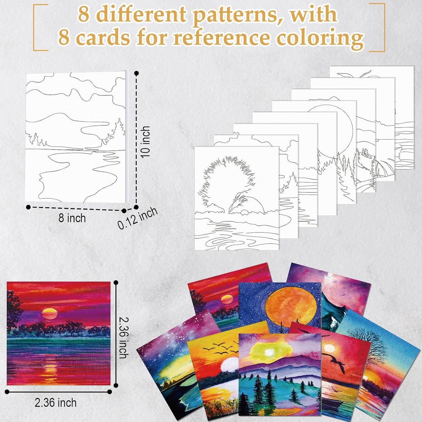 Cholemy 36 Pcs Paint and Sip Kit for Adults 8''x10'' Pre Drawn Canvas for Painting DIY Afro Acrylic Painting Kit Wood Easel Brushes Date Night Bulk for Christmas Party Gifts(Mountain)