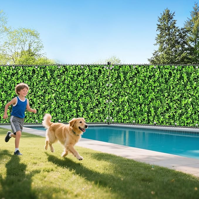 UPGRADE 3'x36'Customized PVC Privacy Fence Screen with Green Leaves Print – Outdoor Waterproof Patio Privacy Cover for Yard, Balcony, Garden Fence Decoration