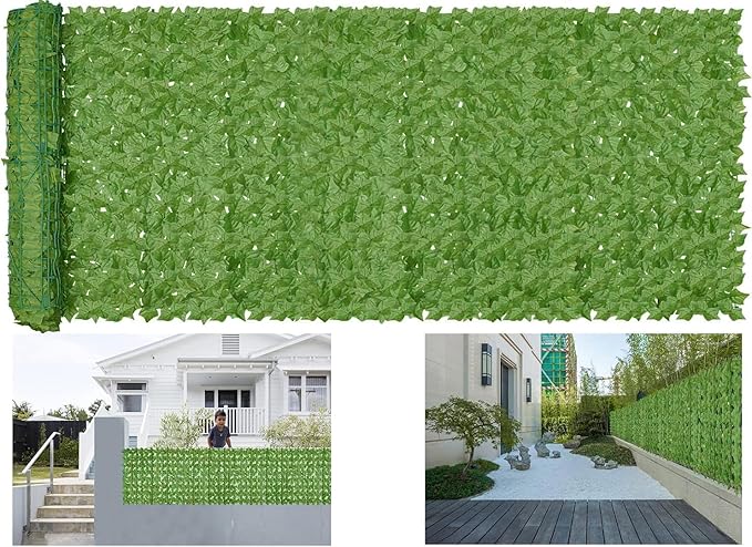 Artificial Ivy Privacy Fence Wall Screen,160x60 in UV-Anti Faux Greenery Backdrop Ivy Vine Leaf Hedges Fence Panels for Patio, Balcony, Garden, Backyard Indoor Outdoor Green Wall Decor