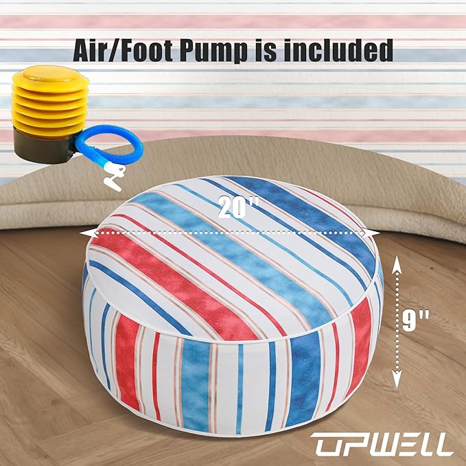 UPWELL Waterproof Inflatable Outdoor Ottoman Pouf,Portable Patio Footrest, Durable & Stylish, Perfect for Garden, Pool, Camping & Home Use - D20 xH9（LeisureLift）