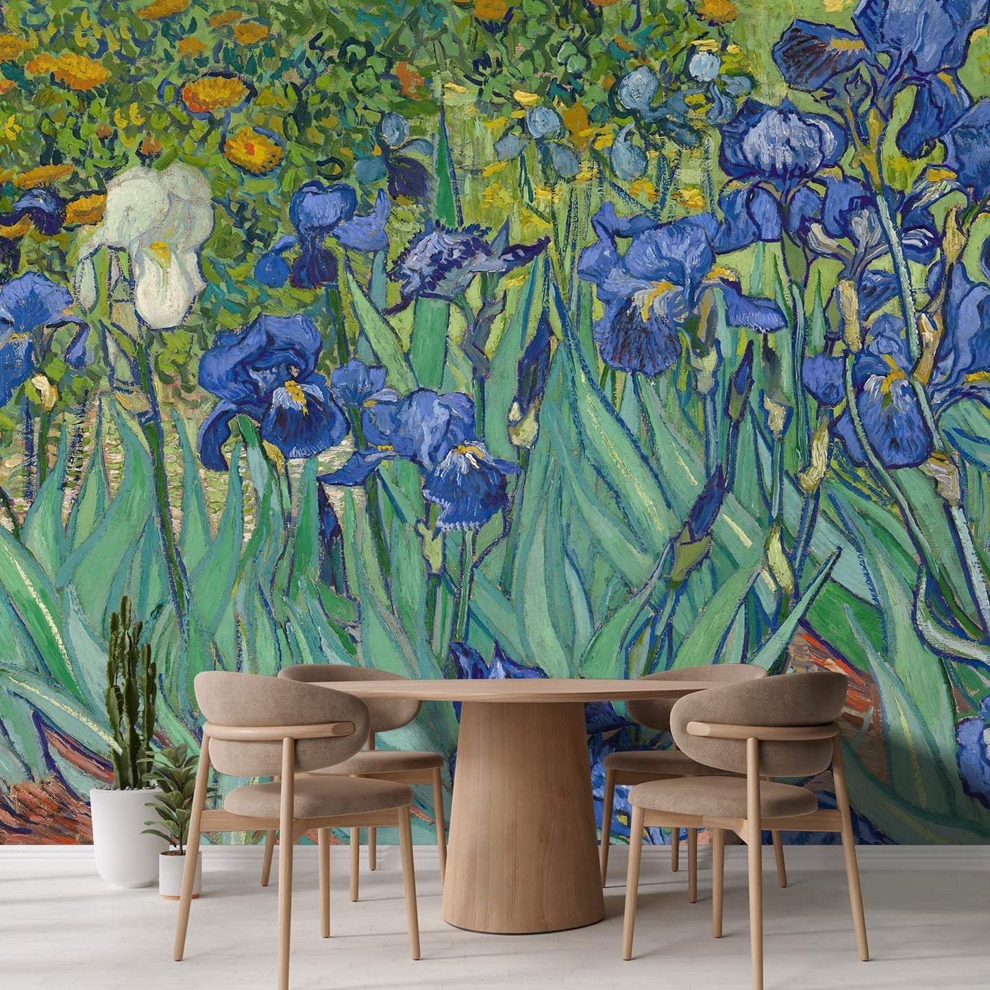 wall26 Wall Sticker/Wall Mural Irises by Vincent Van Gogh Dutch Impressionism, Not Peel and Stick, Non-Woven Wallpaper Decorative for Bedroom, Living Room, Office - 120x144 inches