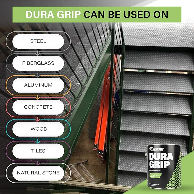 Dura Grip Anti-Slip Paint for Concrete, Wood, Tile and Metal – Non-Skid Coating for Floor, Decking and Ramps – Gallon (Black)