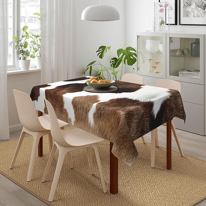 Worltoldb Cow Tablecloths Polyester Table Cloth for Kitchen Dinning Table Washable Table Cover for Parties Wedding Picnic