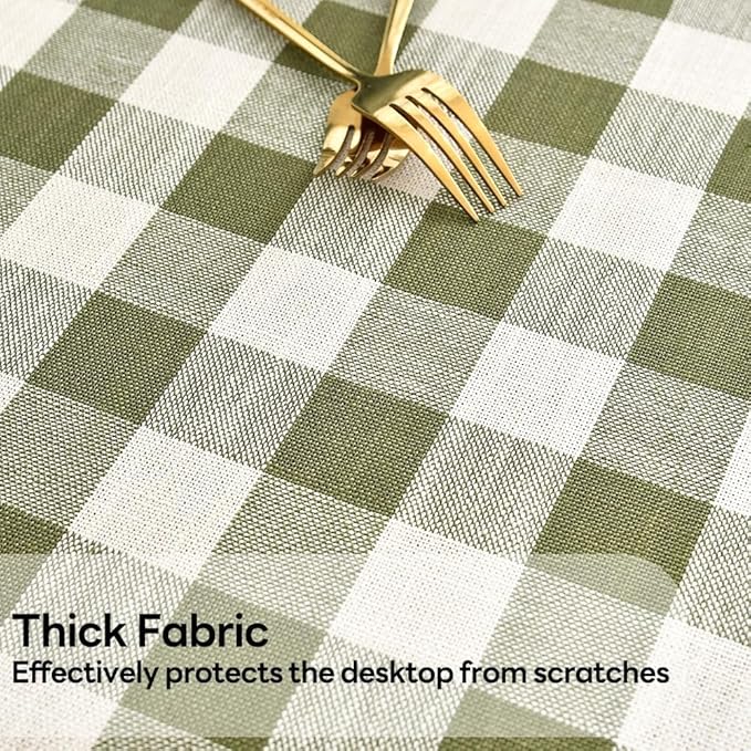 Gingham Table Cloth for Rectangle Tables Green Checkered Plaid Tablecloth Heavy Duty Cotton Blend Washable & Wrinkle Table Cover for Outdoor Kitchen Dining Picnic Camping (60x102 Inch)