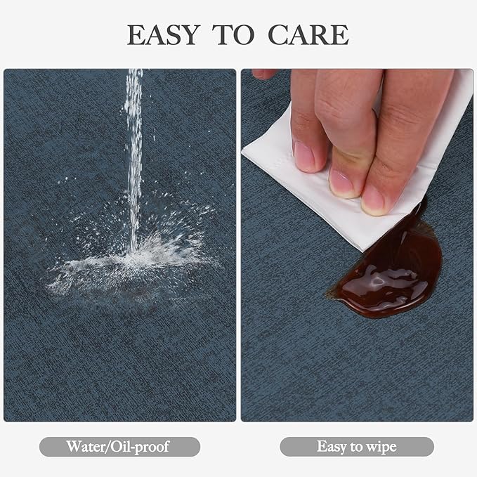 Faux Leather Heat Resistant Placemats Set of 8 – Waterproof Oilproof Wipeable Dining PU Vinyl Place Mat Easy Clean Table Mats for Kitchen/Dining/Party/Holiday, Navy