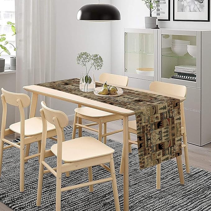 Wildlife Bear Table Runner, Rustic Cabin Animal Farmhouse Table Runner for Home Kitchen Dining Table Party Home 13x120in
