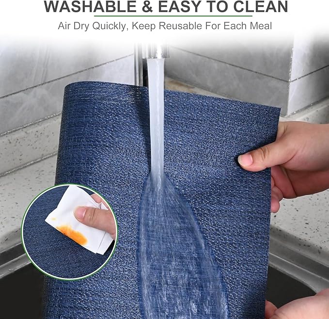 BETEAM Placemats Set of 8, Woven Vinyl Placemat for Dining Table Washable Wipeable Kitchen Place Mats Durable Indoor Outdoor Table Mats