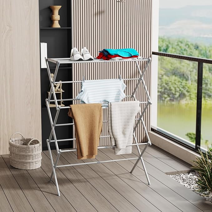 Drying Rack for Laundry, Foldable Clothes Drying Rack, Small Collapsible Dry Rack for Clothes, Use for Indoor & Outdoor Drying Clothes, 40"x29"x14.5" (Grey)