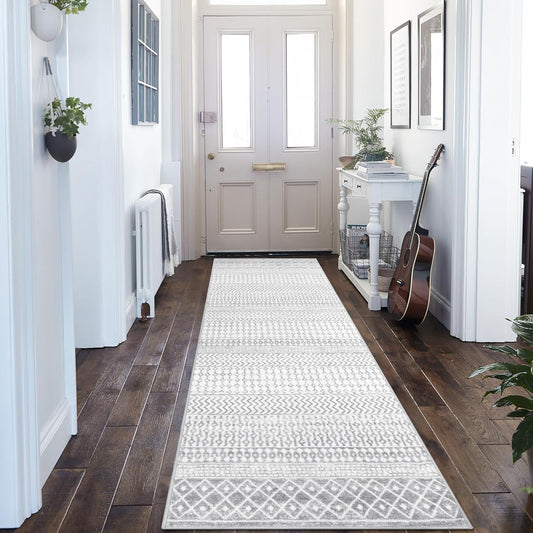 Moroccan Washable Rug Runner, 2x8 Ultra Soft Non-Slip Vintage Kitchen Rugs Runner for Hallway, Washable Laundry Room Rug Distressed Floor Carpet for Entryway Kitchen Bathroom Bedroom