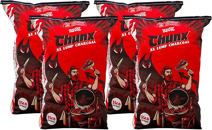 Jealous Devil Natural Hardwood Wood Lump Grill Charcoal, 35 Pounds (4 Pack)