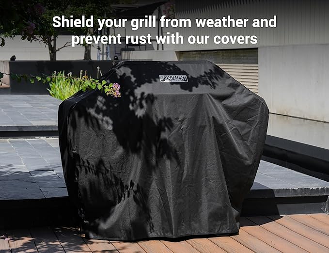 Monument Grills Outdoor Barbecue Stainless Steel 4 Burner Propane Gas Grill, 52,000 BTU Patio Garden Barbecue Grill with Side Burner and Knob Controls, Mesa425 with BBQ Cover