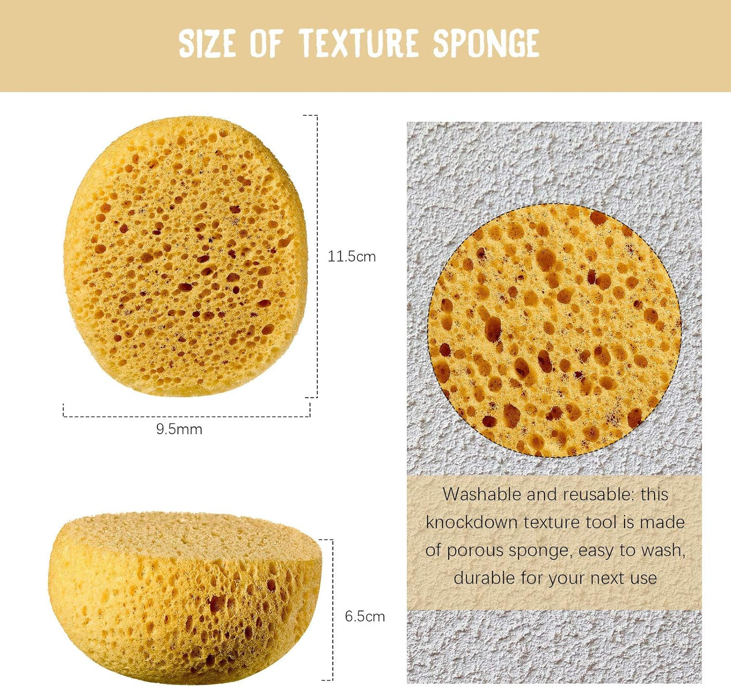 Patelai Knockdown Texture Sponge Drywall Wall Patch Ceiling Texture Sponge Home Decor for Repair DIY Painting Ceiling(1 Piece,11.5 x 9.5 x 6.5 cm)