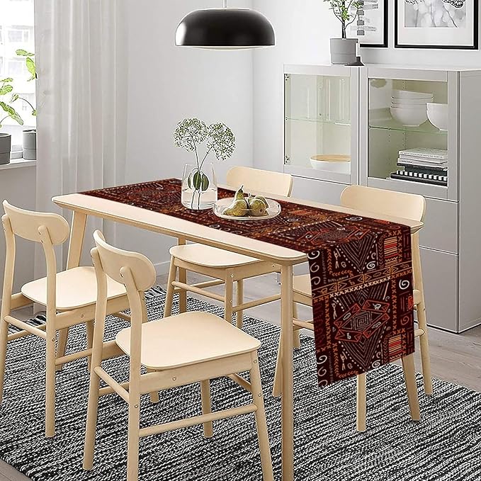 African Table Runner, African Aboriginal Ethnic Tribal Table Runner for Dining Kitchen Farmhouse Party Coffee Home 13x70in