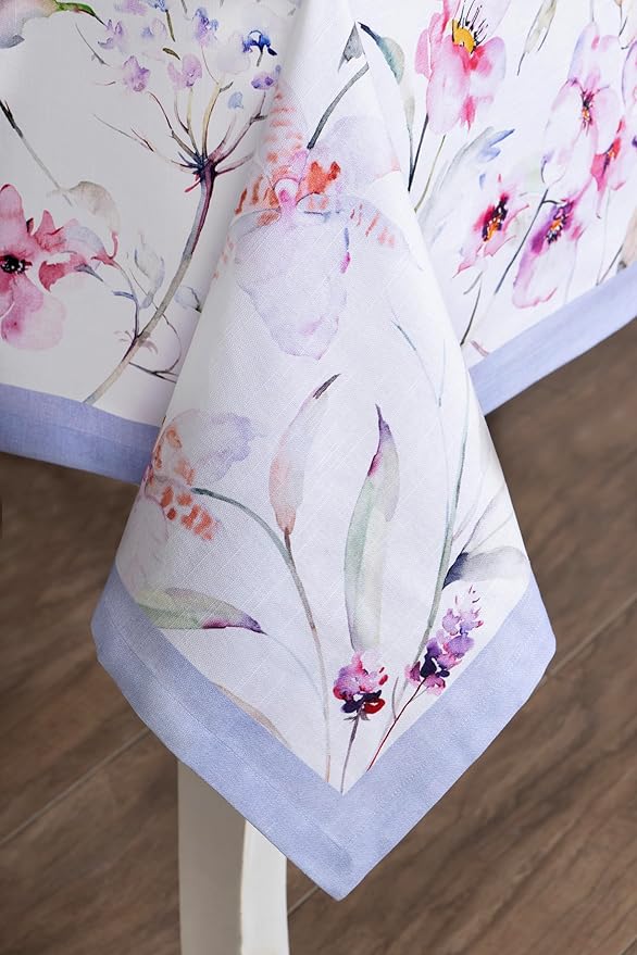 Maison d' Hermine Table Cloth Rectangle Table 100% Cotton 60 x 90 Inches Tablecloth Reusable Decorative for Dining Room, Farmhouse, Home, Party, Festive & Wedding Spring Summer - Summer Floral